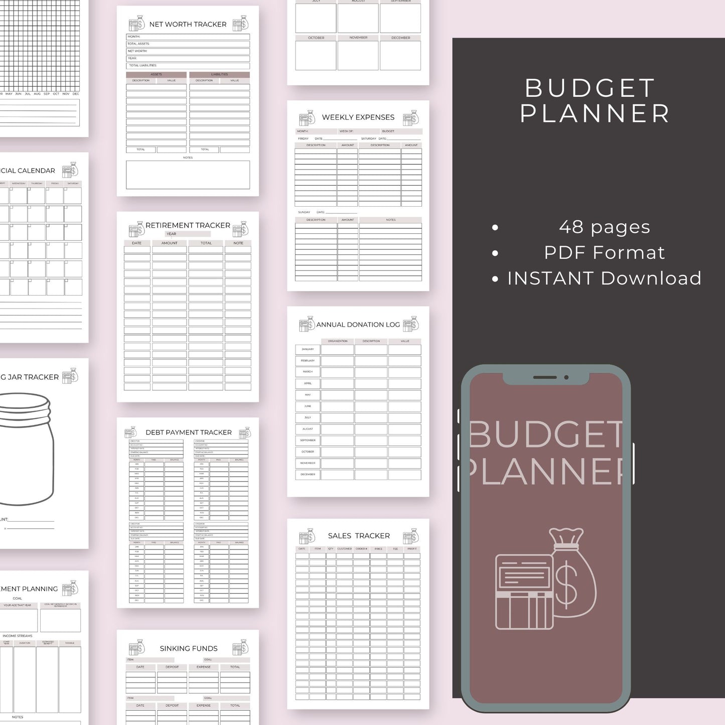 Budget Planner | 48-Page Printable Financial Tracker and Organizer