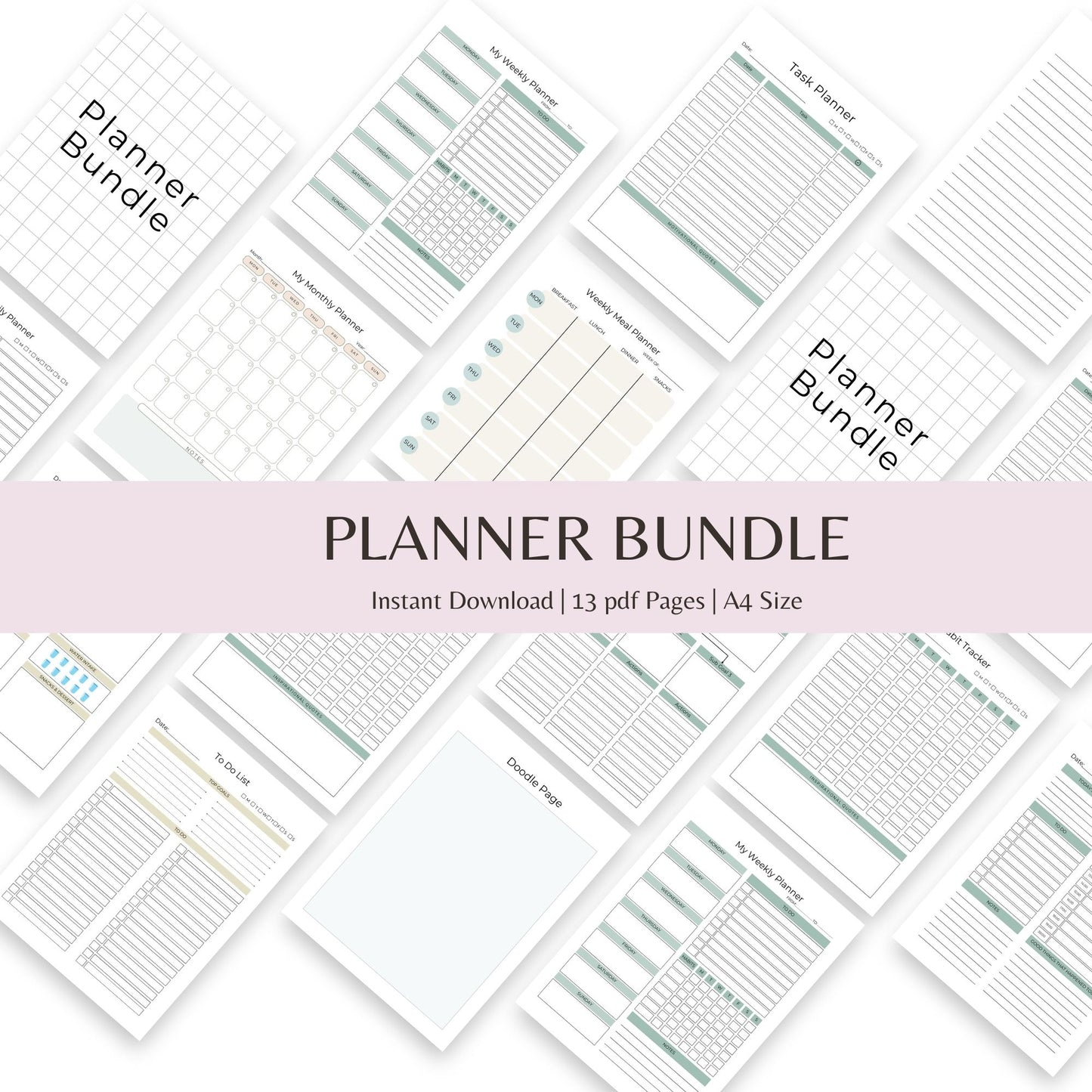 Planner Bundle | 13 Pages for Daily, Weekly, and Monthly Organization