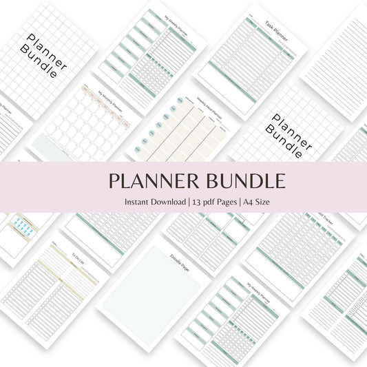 Planner Bundle | 13 Pages for Daily, Weekly, and Monthly Organization