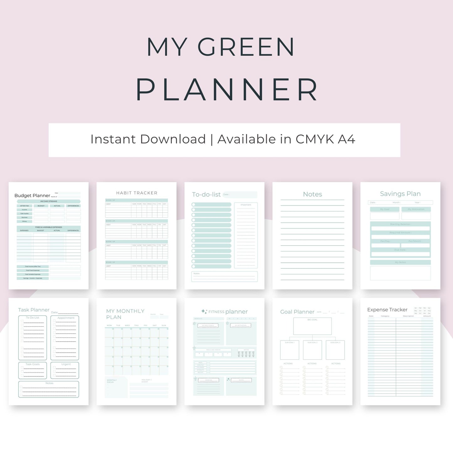 The Green Planner | 16 Pages in a Stylish Green Design