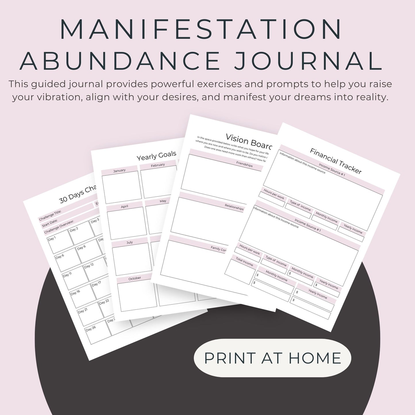 Manifestation Abundance Journal | 18-Page Law of Attraction Workbook