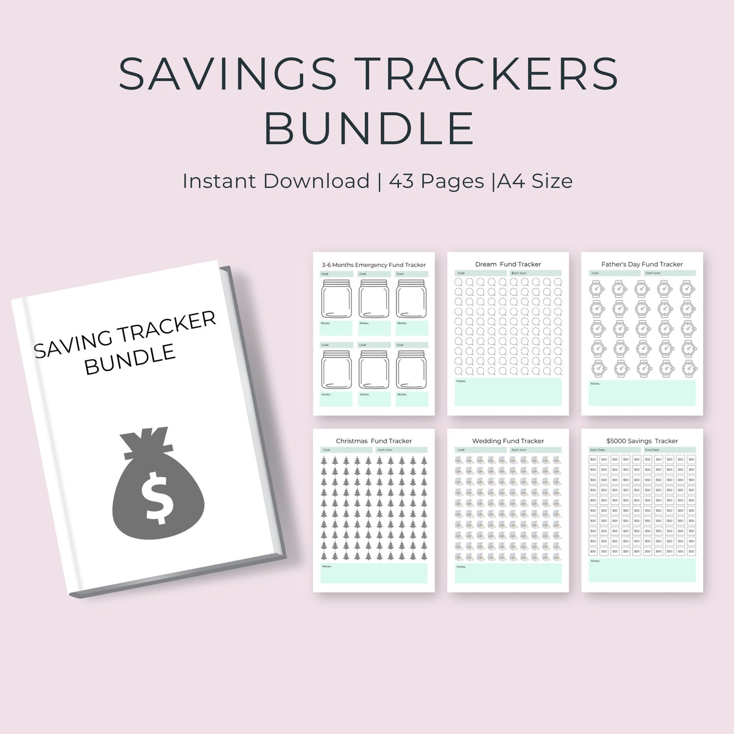 43-Page Savings Tracker Bundle: Organize Your Finances and Achieve Your Goals