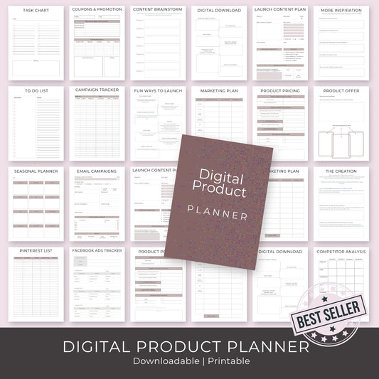 Digital Product Planner – 35-Page Printable Organizer for Creators & Entrepreneurs