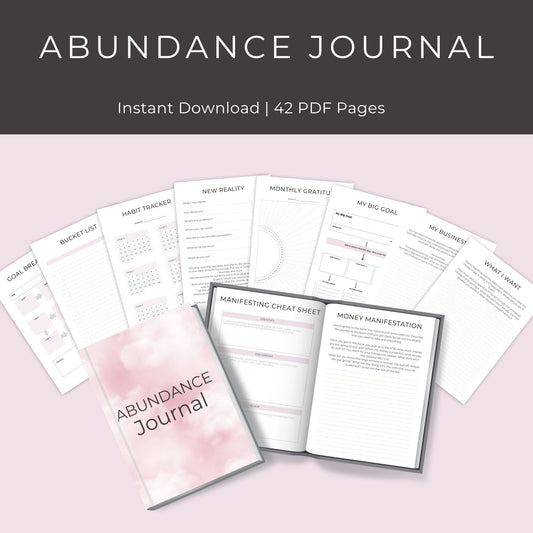 42-Page Abundance Journal | Manifestation Workbook for Wealth, Gratitude & Success"