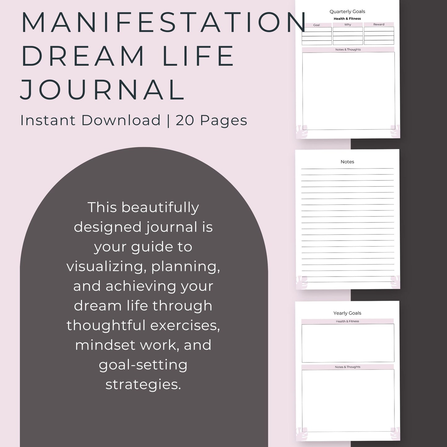 Manifest Your Dream Life Journal | 20 Pages of Guided Manifestation & Goal Setting