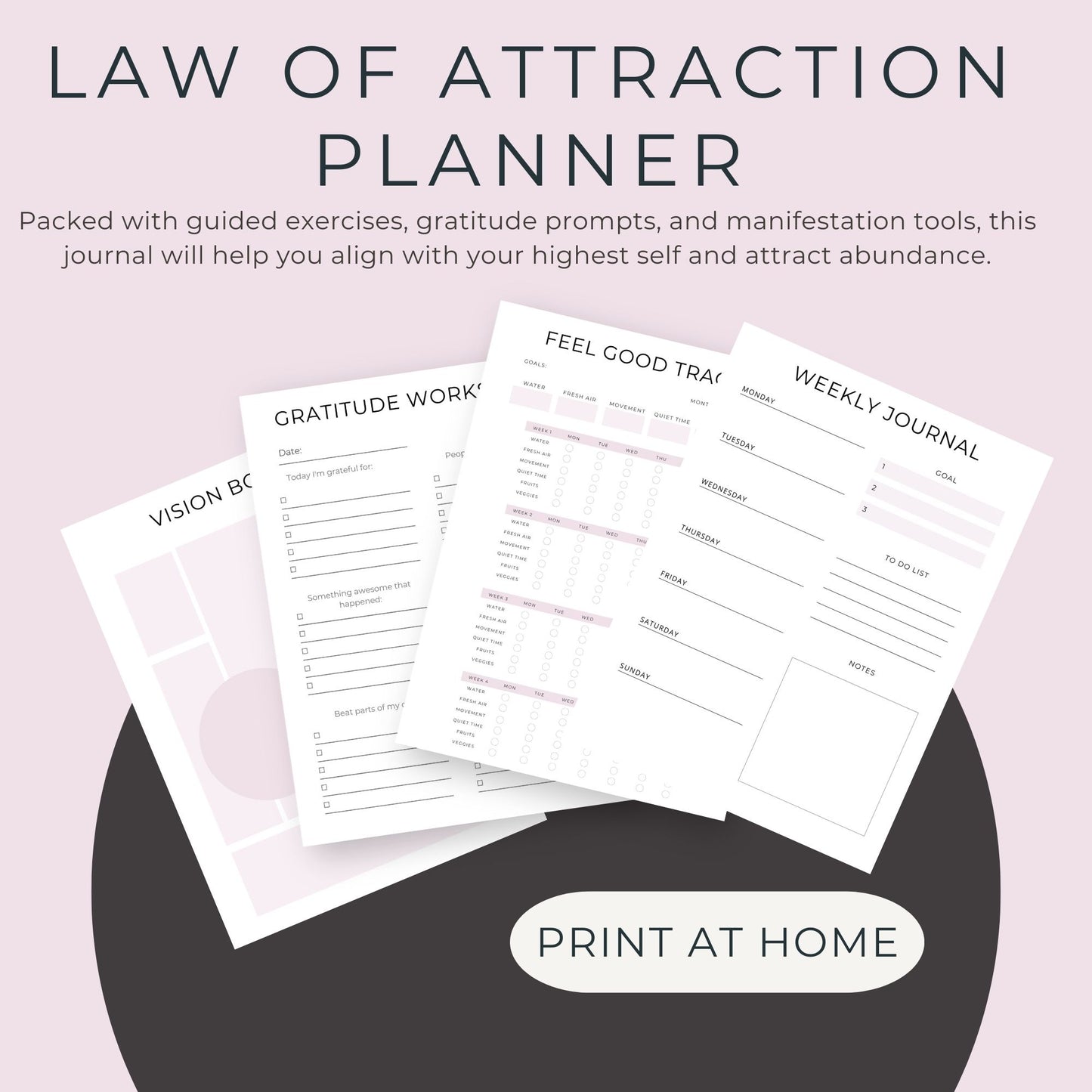 40-Page Law of Attraction Journal | Manifestation Workbook for Intentions, Gratitude, and Abundance