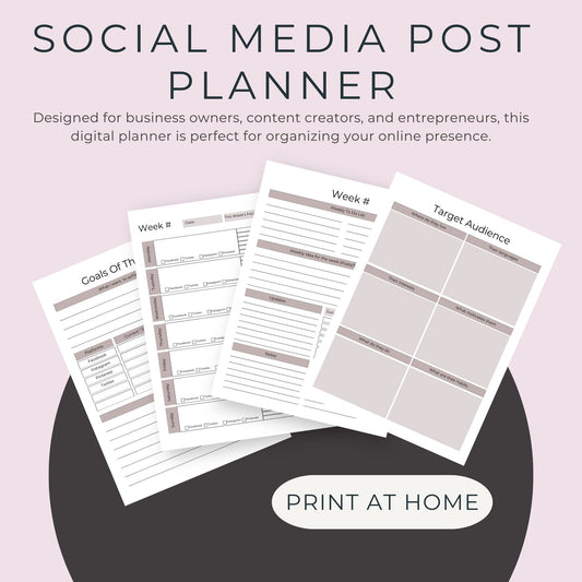 Social Media Post Planner | Content Planner for Small Business | Digital Download