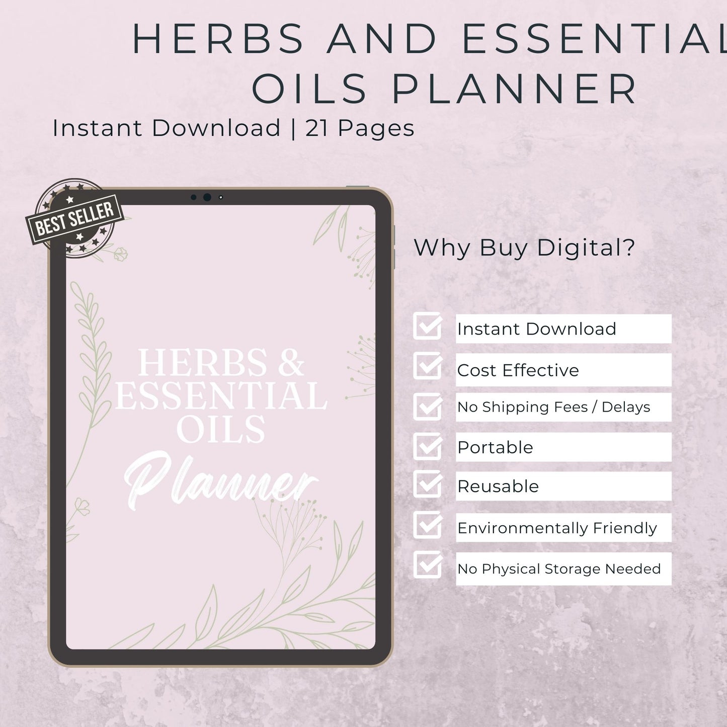 21-Page Herbs and Essential Oils Planner | Herbal Journal, Recipes, Foraging & Inventory