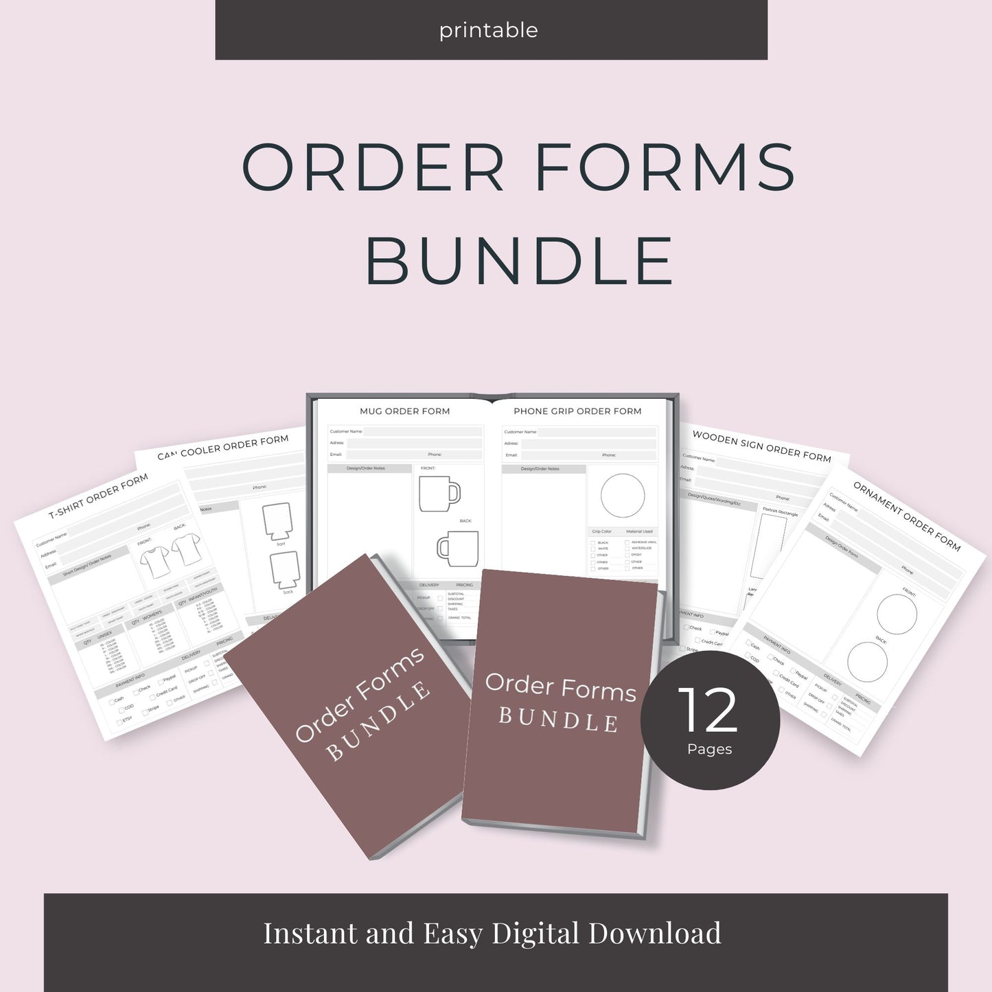 Order Forms Bundle – 12 Printable Custom Order Templates for Small Businesses