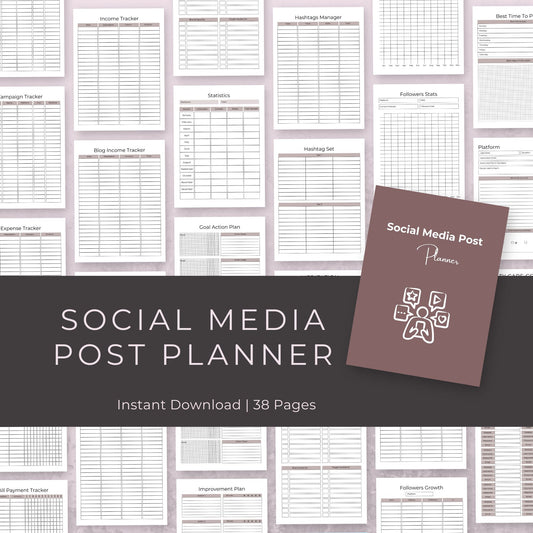 38-Page Social Media Post Planner V2 | Content Planner for Creators & Businesses | Digital Download