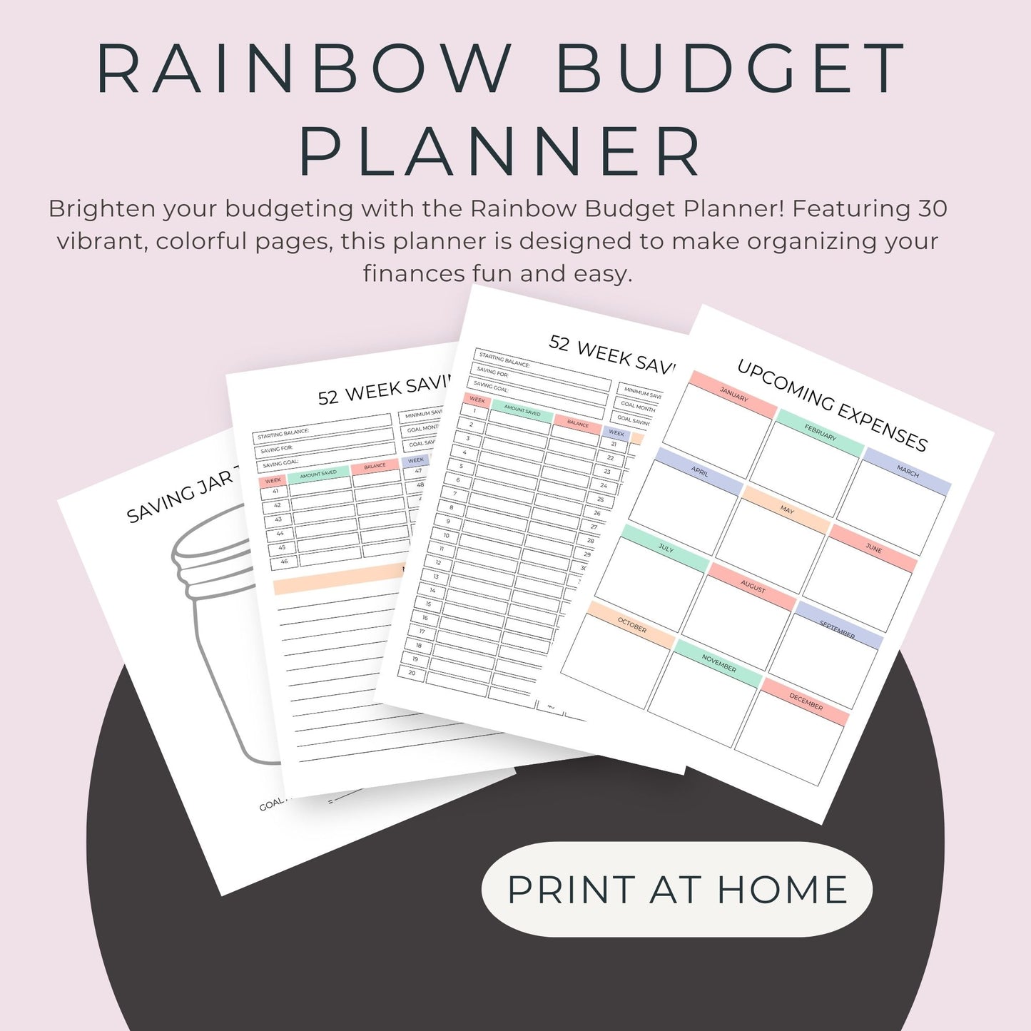 Rainbow Budget Planner – 30 Pages of Colorful Budget and Savings Printables