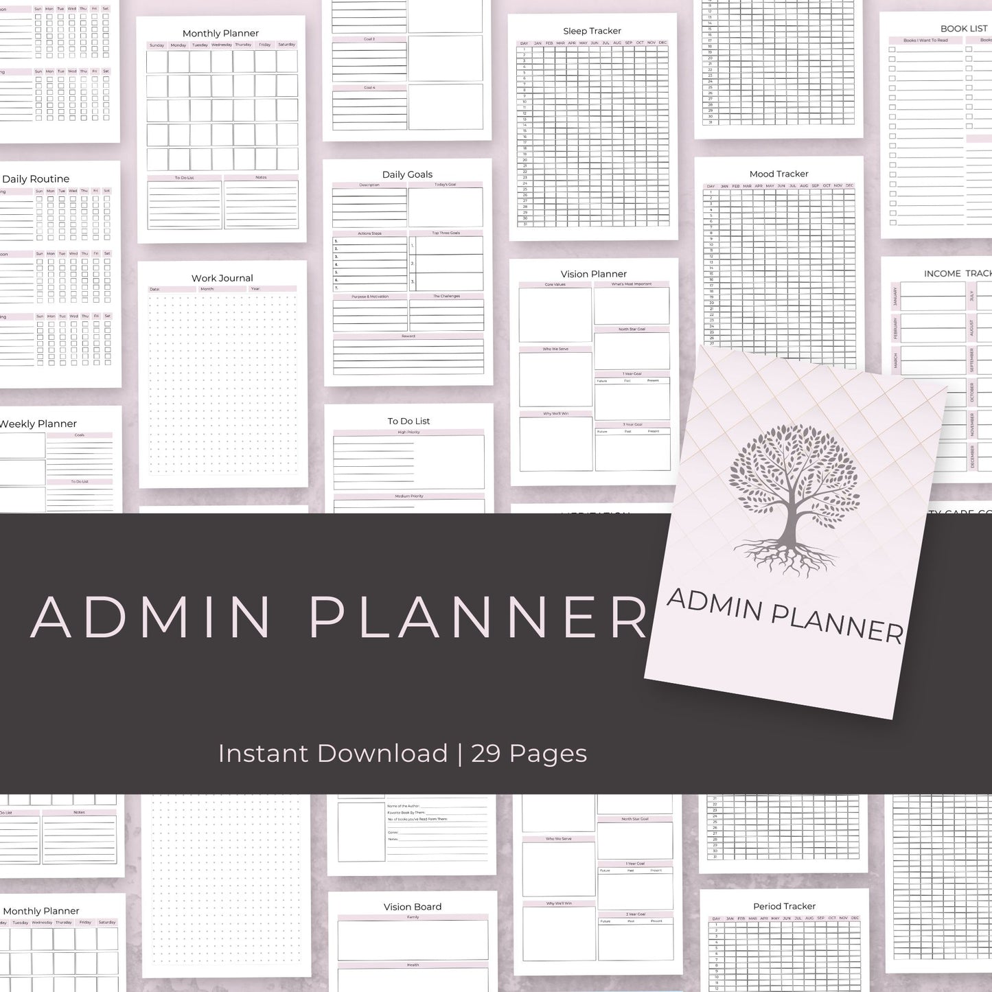 Admin Planner – 29-Page All-in-One Printable for Organization & Wellness