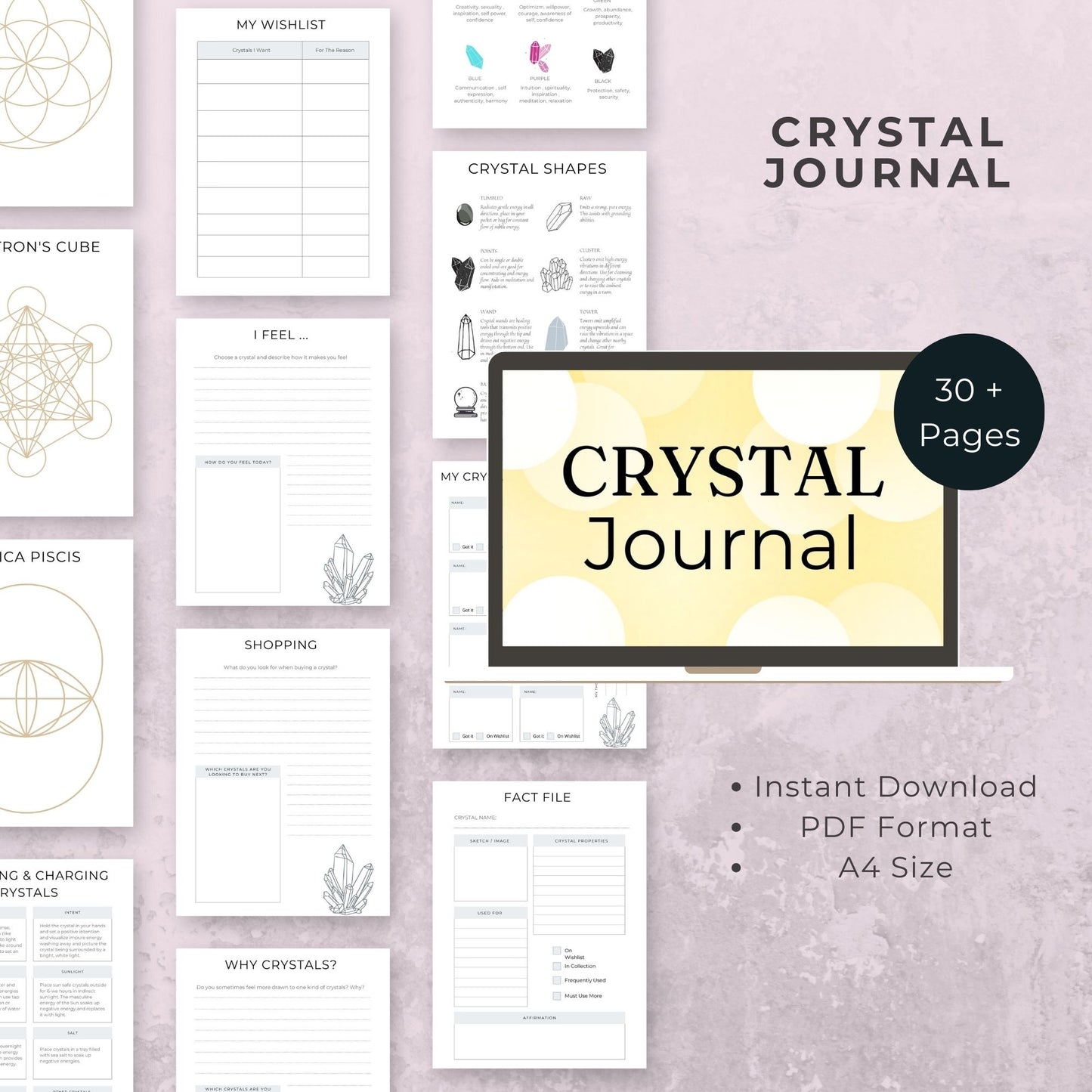 Crystal Journal | 34 Pages for Crystal Healing, Grids, and Manifestation