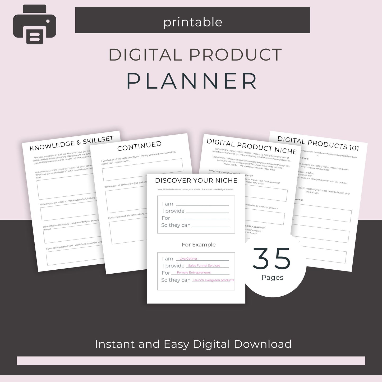 Digital Product Planner – 35-Page Printable Organizer for Creators & Entrepreneurs