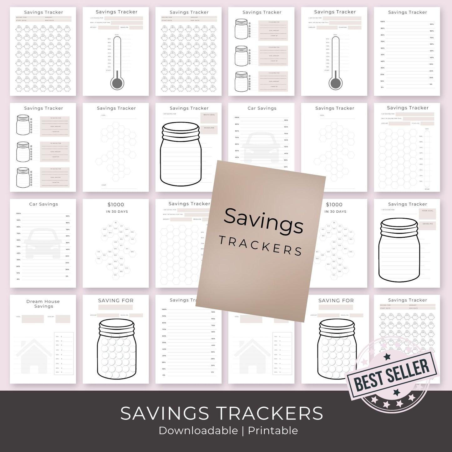 Savings Trackers Bundle – 12 Unique Templates for Financial Goals