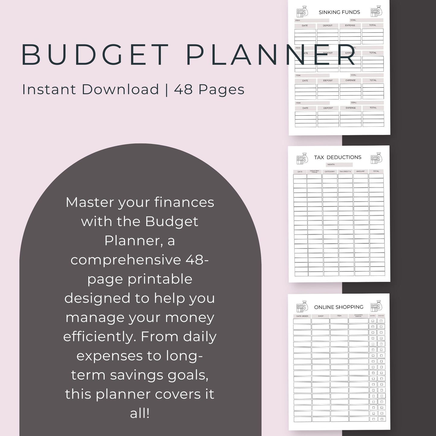 Budget Planner | 48-Page Printable Financial Tracker and Organizer