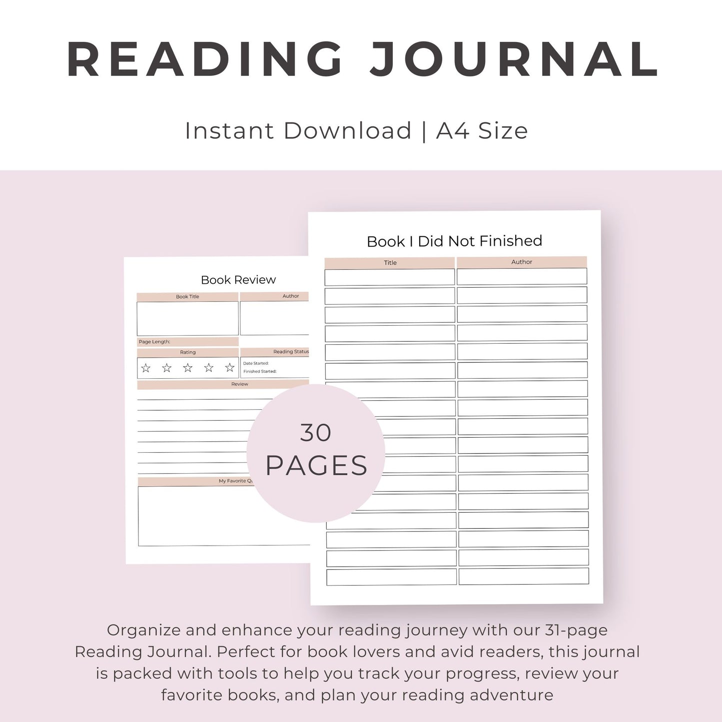 31-Page Reading Journal: Track, Review, and Celebrate Your Love for Books