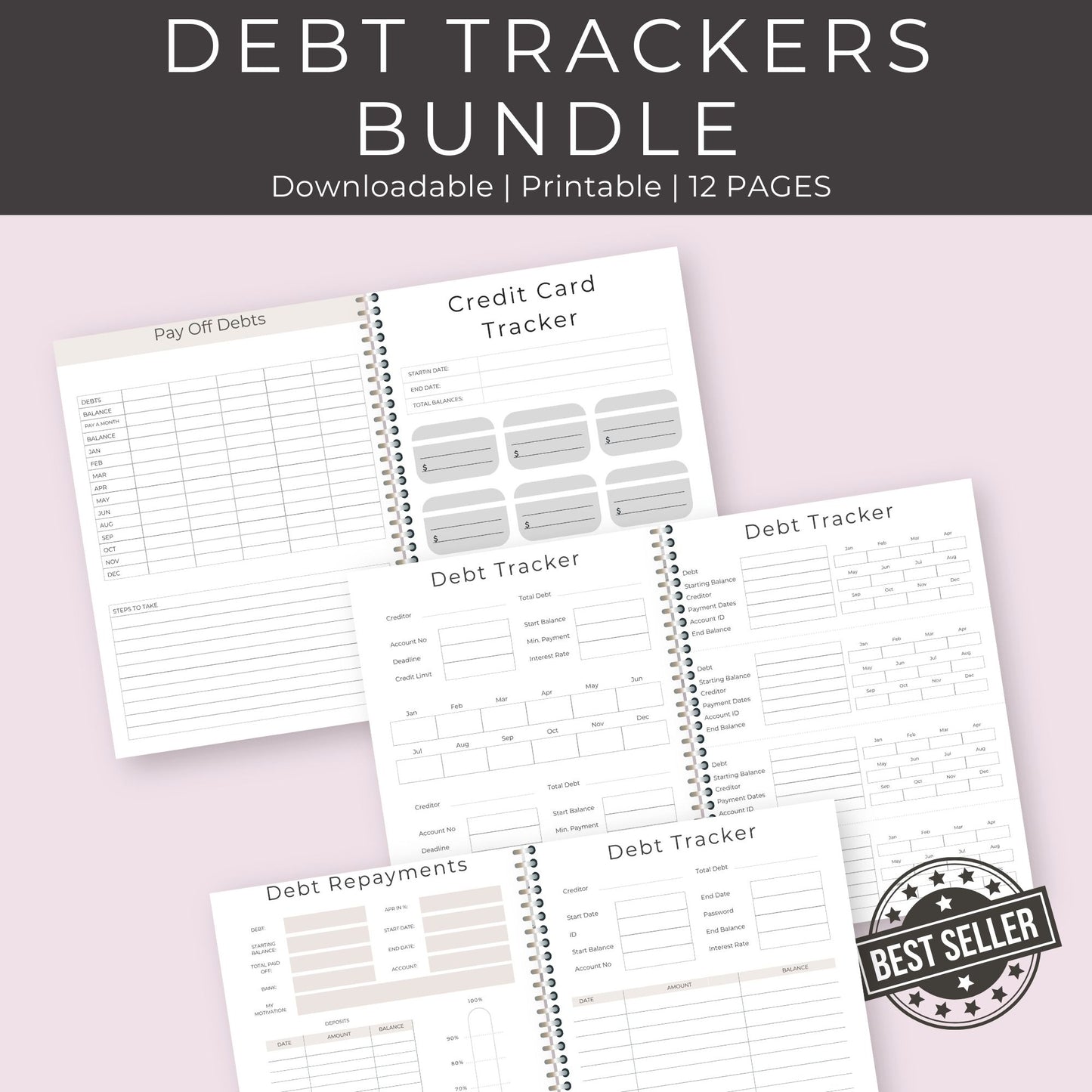 Debt Trackers Bundle – 12 Pages for Managing and Paying Off Debt