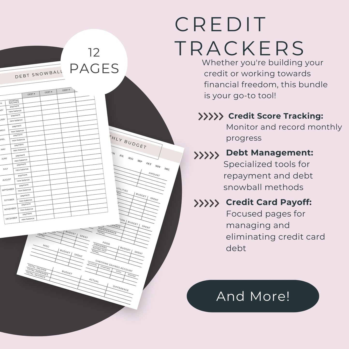 Credit Trackers Bundle – 12 Pages for Monitoring Credit and Managing Debt