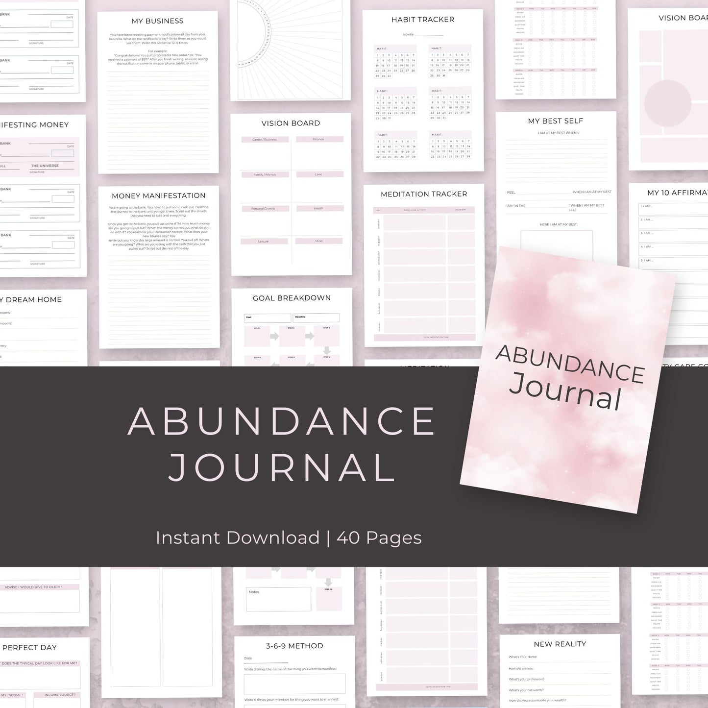 42-Page Abundance Journal | Manifestation Workbook for Wealth, Gratitude & Success"