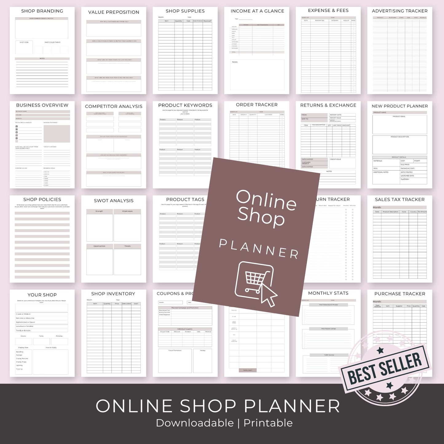 Online Shop Planner – 37-Page Printable Organizer for E-Commerce Success