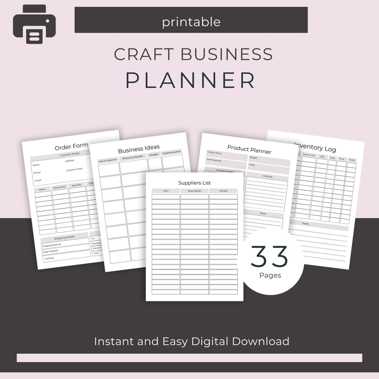 Craft Business Planner – 33-Page Printable for Small Business Success