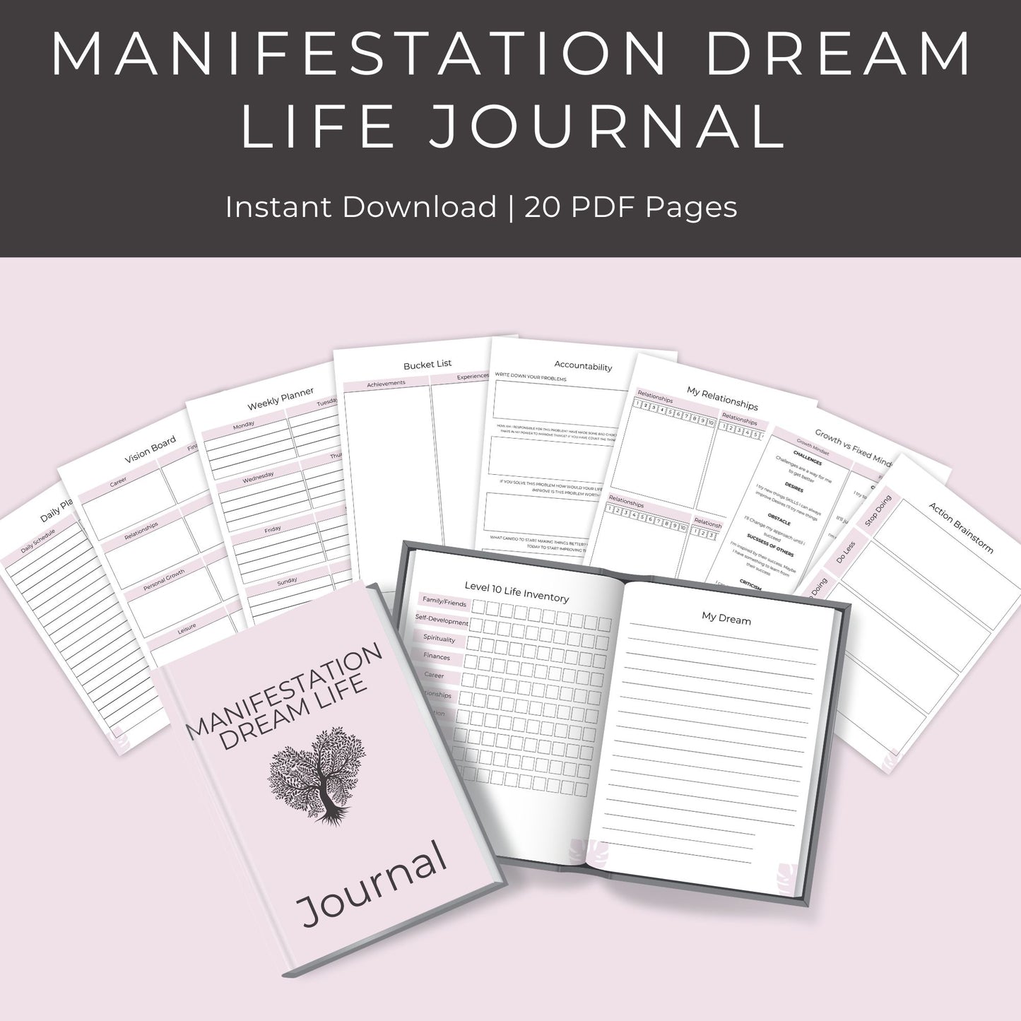 Manifest Your Dream Life Journal | 20 Pages of Guided Manifestation & Goal Setting