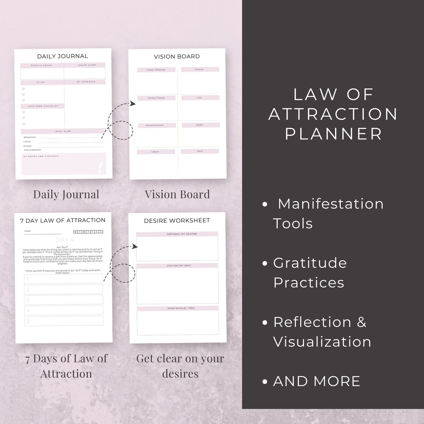 40-Page Law of Attraction Journal | Manifestation Workbook for Intentions, Gratitude, and Abundance