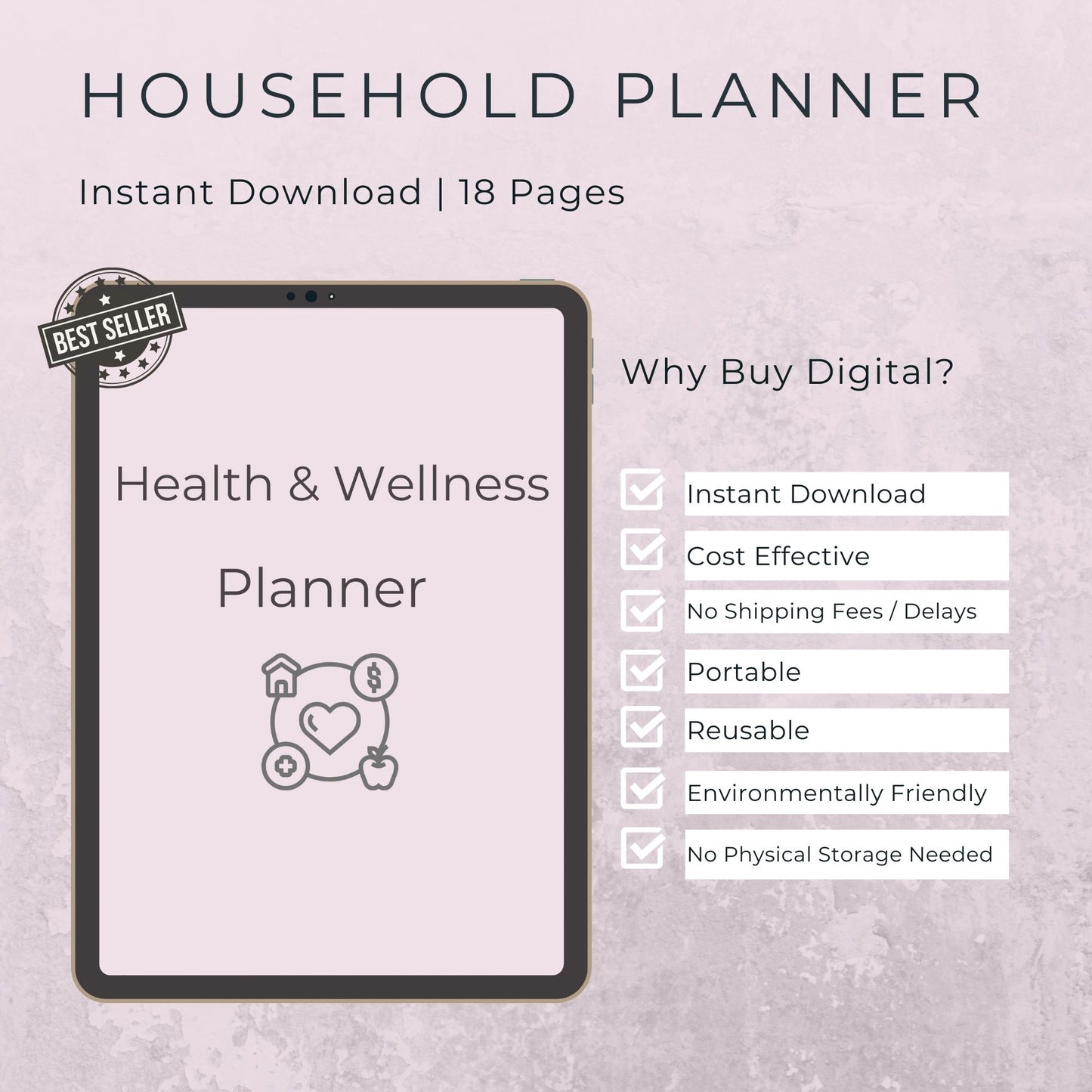 18-Page Health & Wellness Planner | Fitness, Nutrition, & Self-Care Organizer