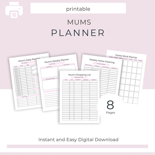 Mum’s Planner | 8 Pages for Daily, Weekly, and Monthly Organization