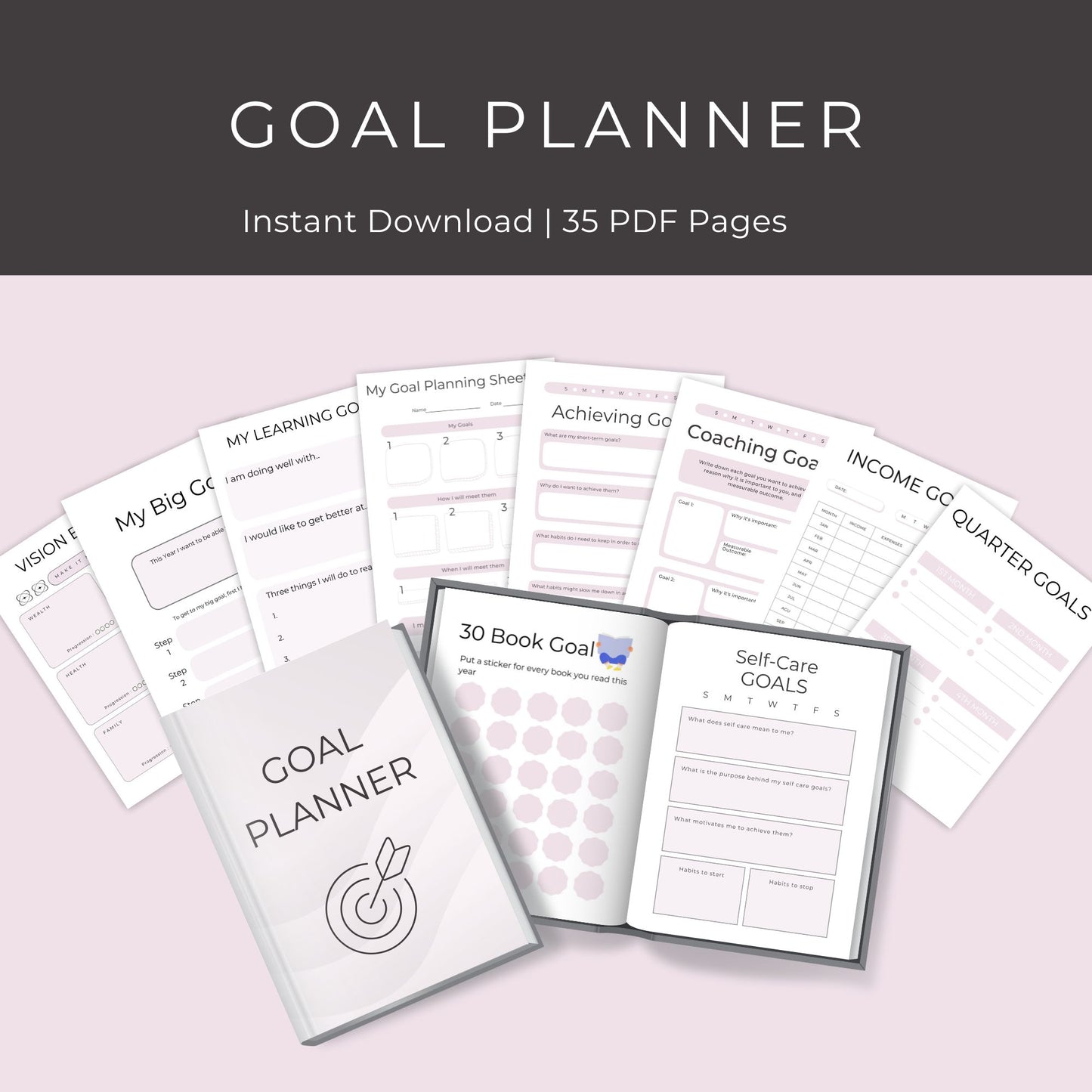 Goal Planner – 35-Page Printable Guide for Goal Setting & Achieving Success