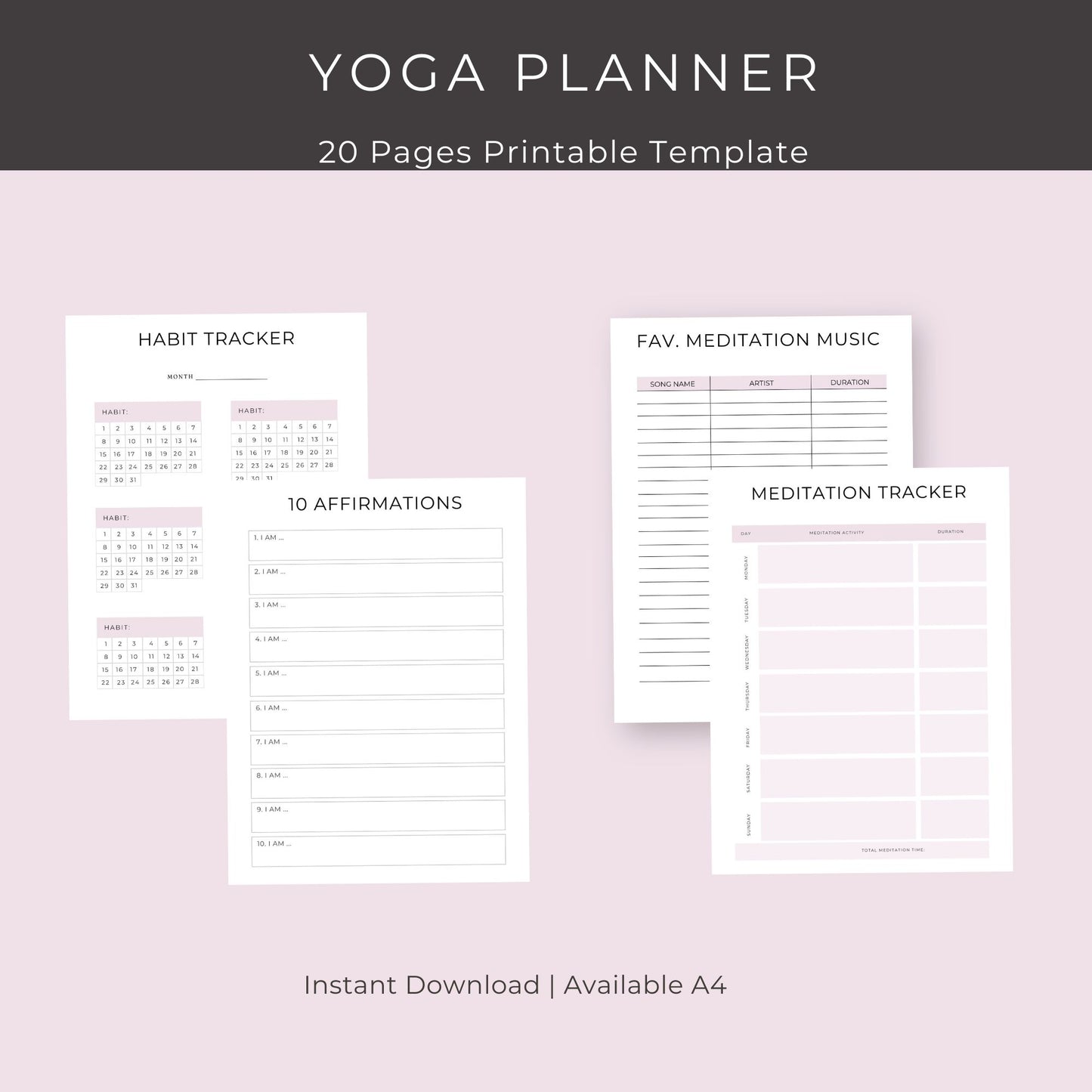 20-Page Yoga Planner | Mindfulness, Meditation & Yoga Practice Tracker