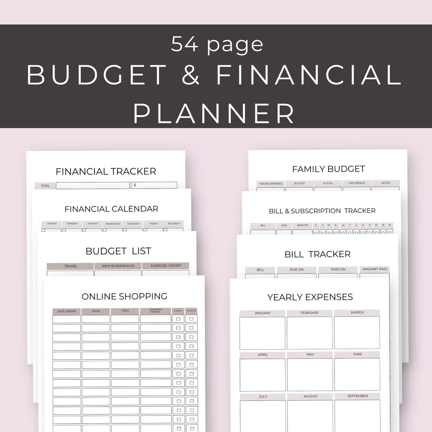 Budget & Financial Planner – 54-Page Printable for Personal Finance Management