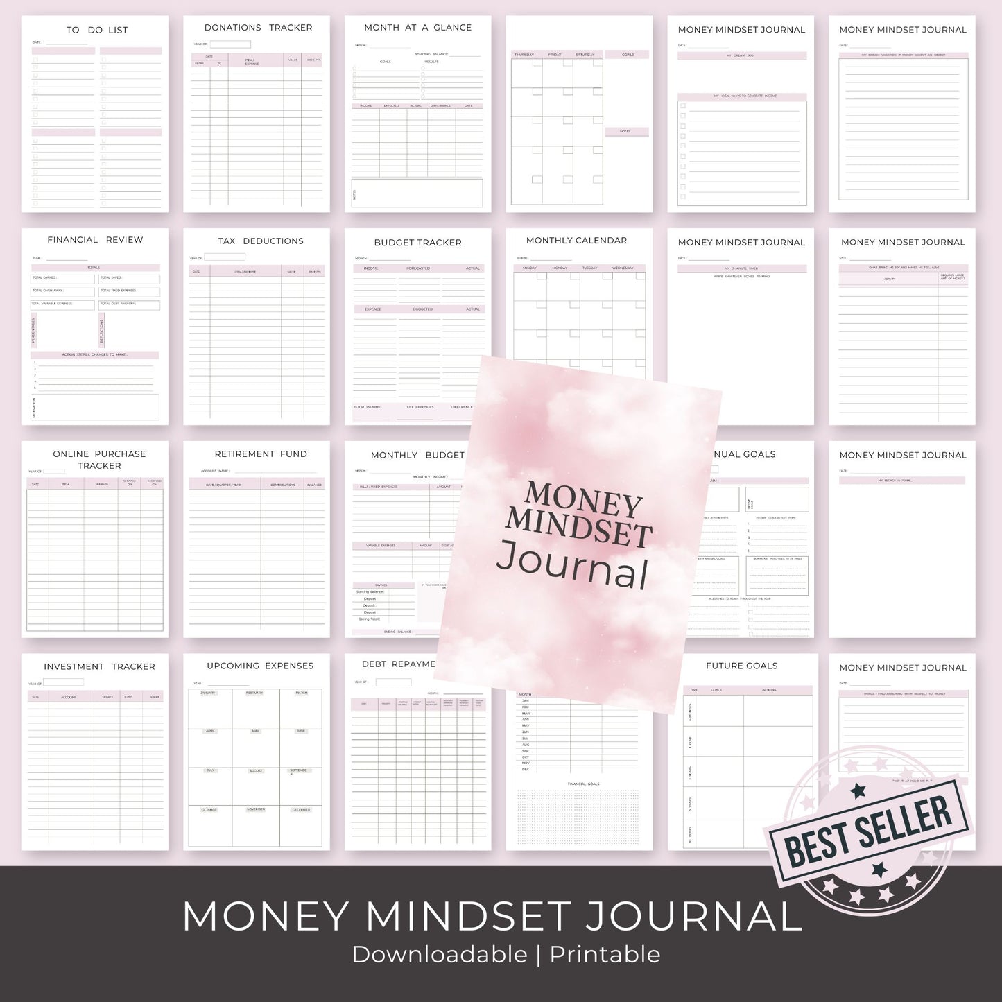 51-Page Money Mindset Journal | Financial Freedom & Wealth Building Planner