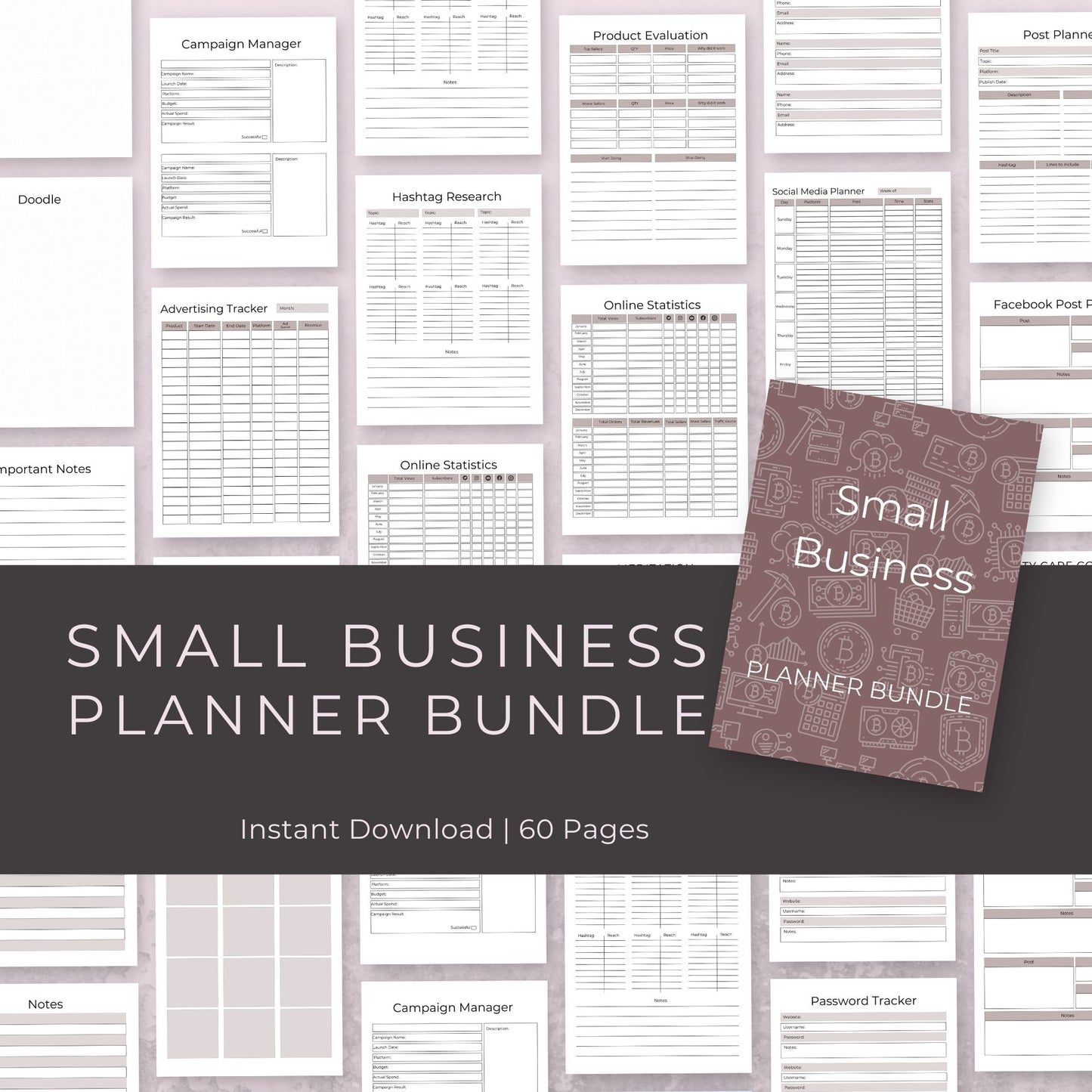 Small Business Bundle – 60-Page Printable Planner for Entrepreneurs & Startups