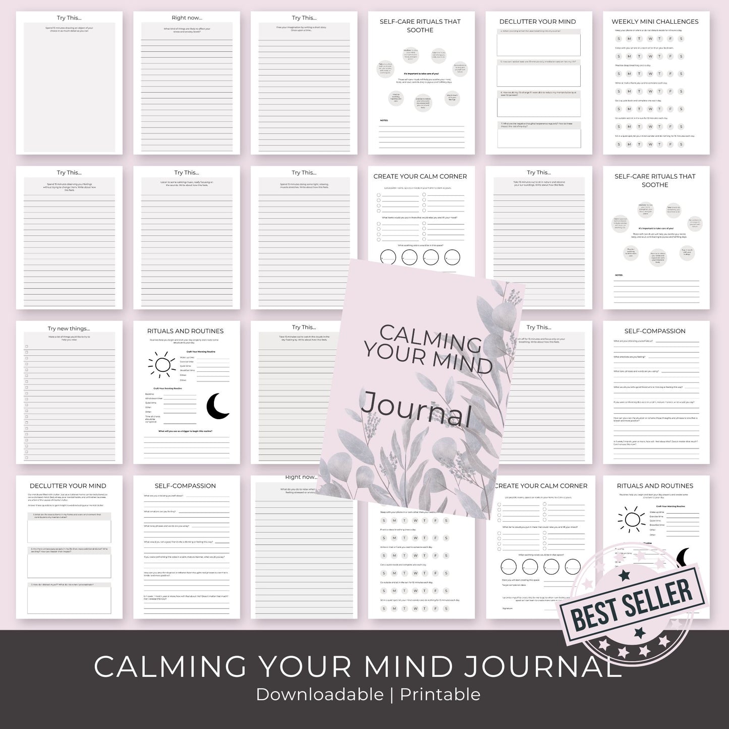 20-Page Calm Your Mind Journal | Guided Relaxation & Mindfulness Activities