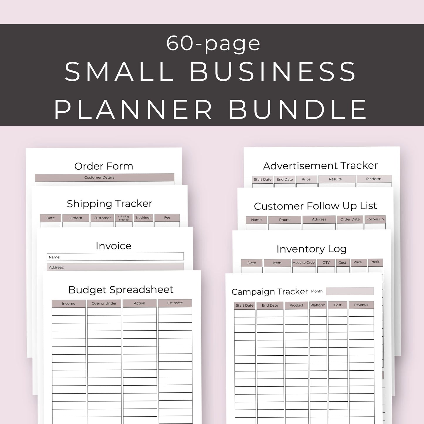 Small Business Bundle – 60-Page Printable Planner for Entrepreneurs & Startups