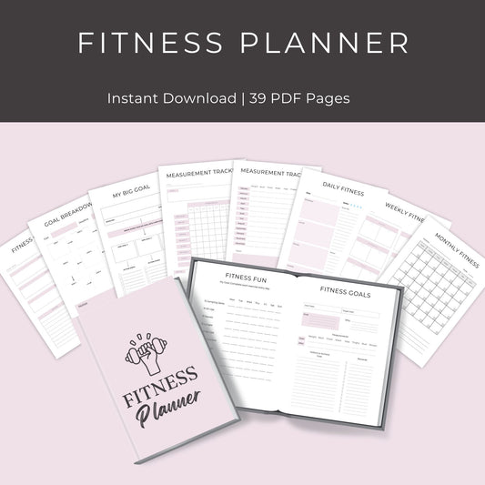 39-Page Fitness Planner | Printable Workout, Health & Meal Tracker