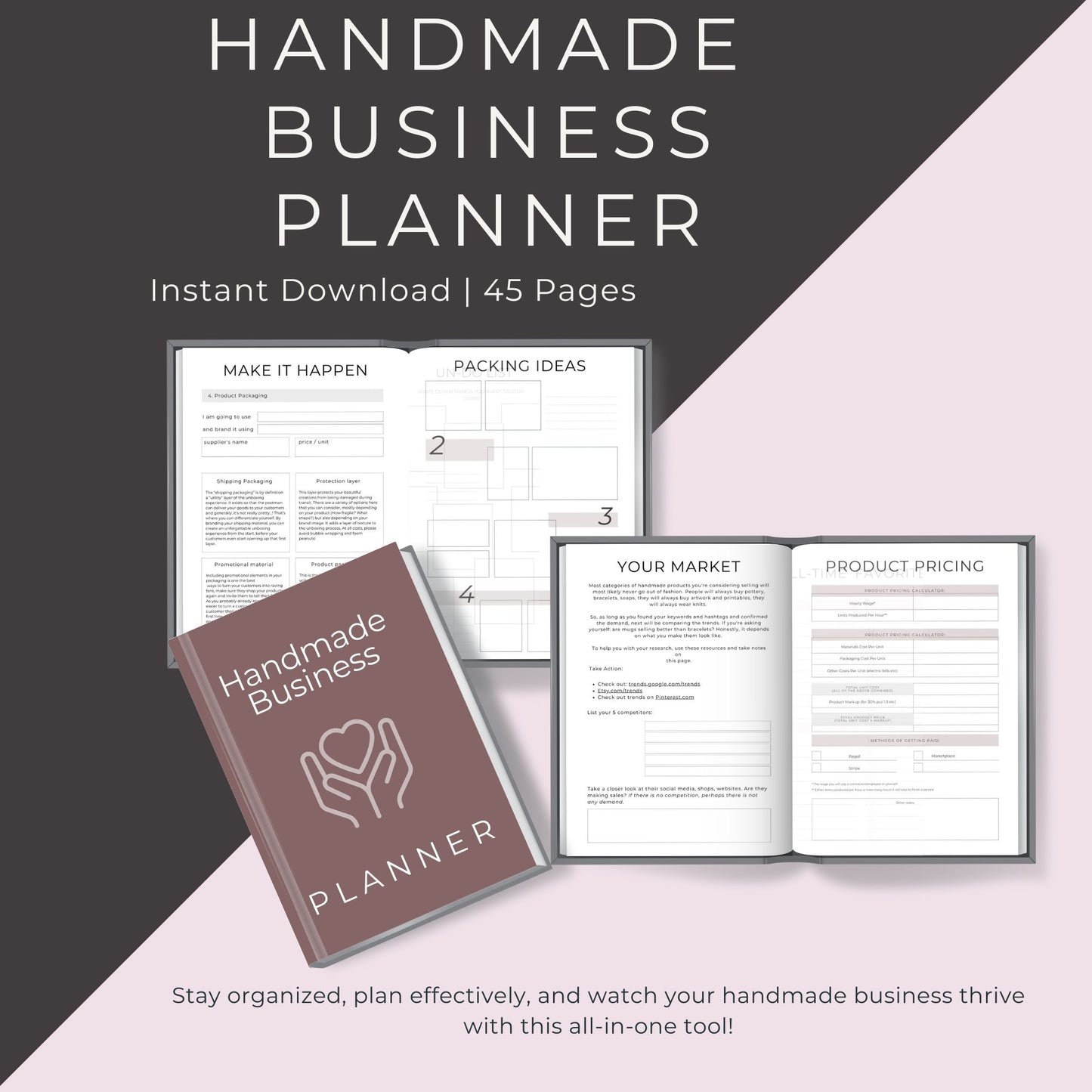 Handmade Business Planner – 45-Page Printable Organizer for Makers & Crafters"