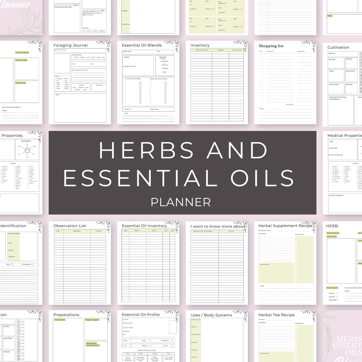 21-Page Herbs and Essential Oils Planner | Herbal Journal, Recipes, Foraging & Inventory