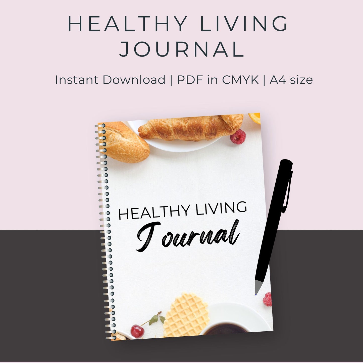 34-Page Healthy Living Journal | Meal, Fitness, Mood, and Habit Trackers | Self-Care Planner