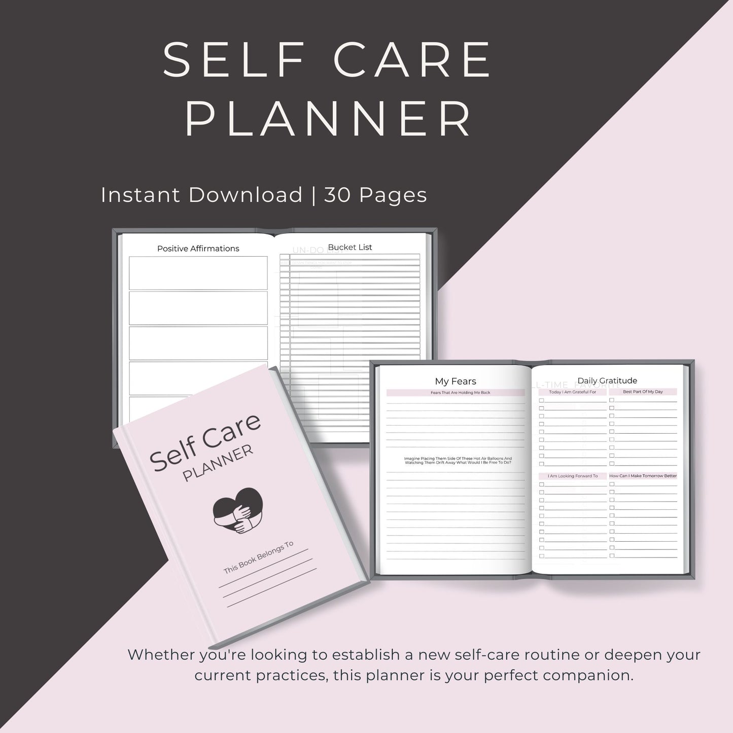 Self-Care Planner Version 2 – 30-Page Printable for Wellness & Positivity