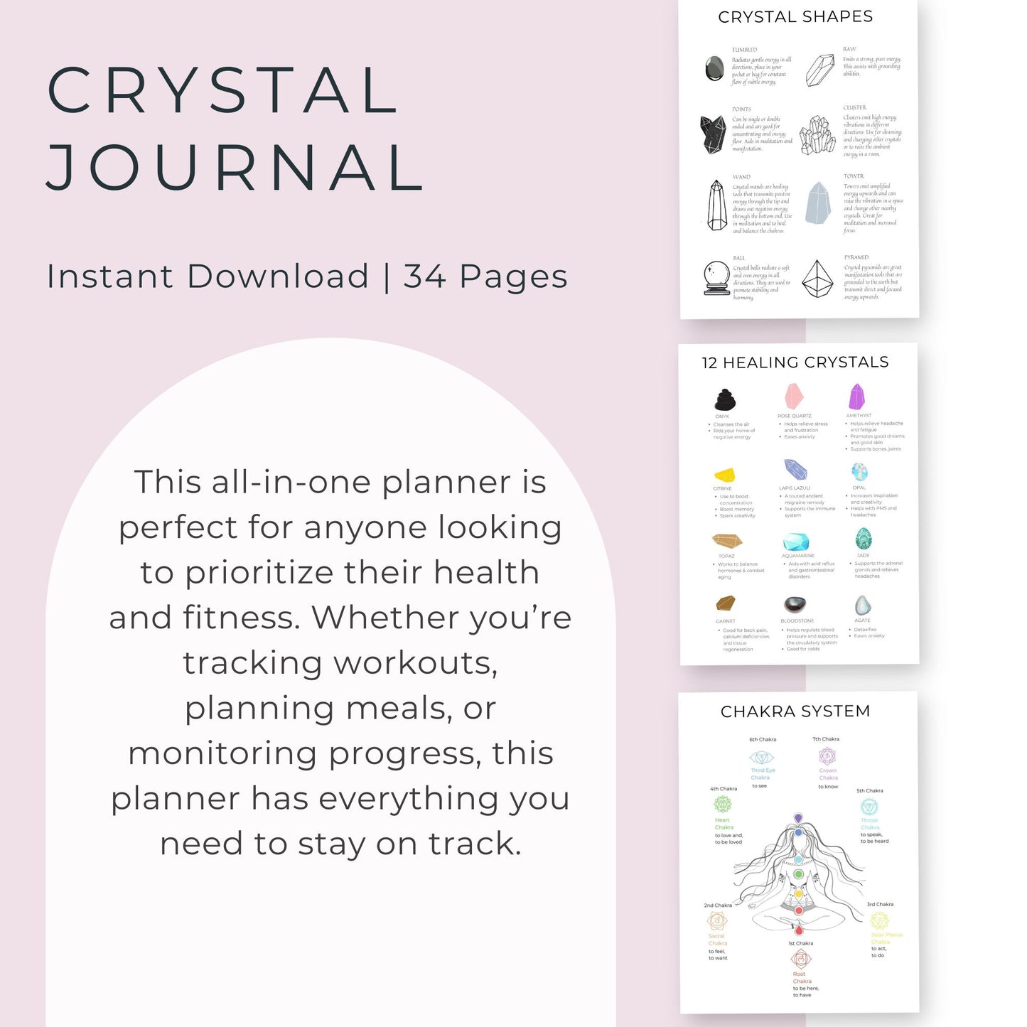 Crystal Journal | 34 Pages for Crystal Healing, Grids, and Manifestation