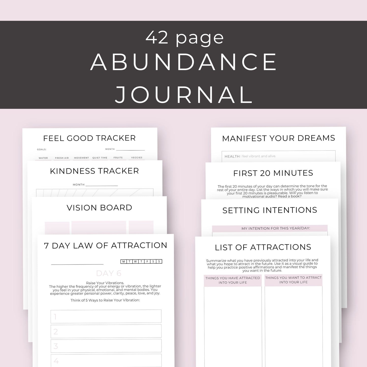 42-Page Abundance Journal | Manifestation Workbook for Wealth, Gratitude & Success"