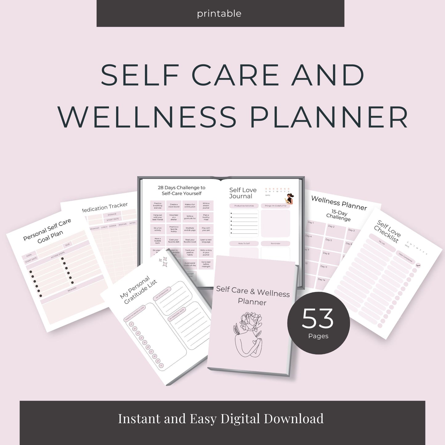 Self-Care & Wellness Planner – 53-Page Guide for Mind, Body, and Soul