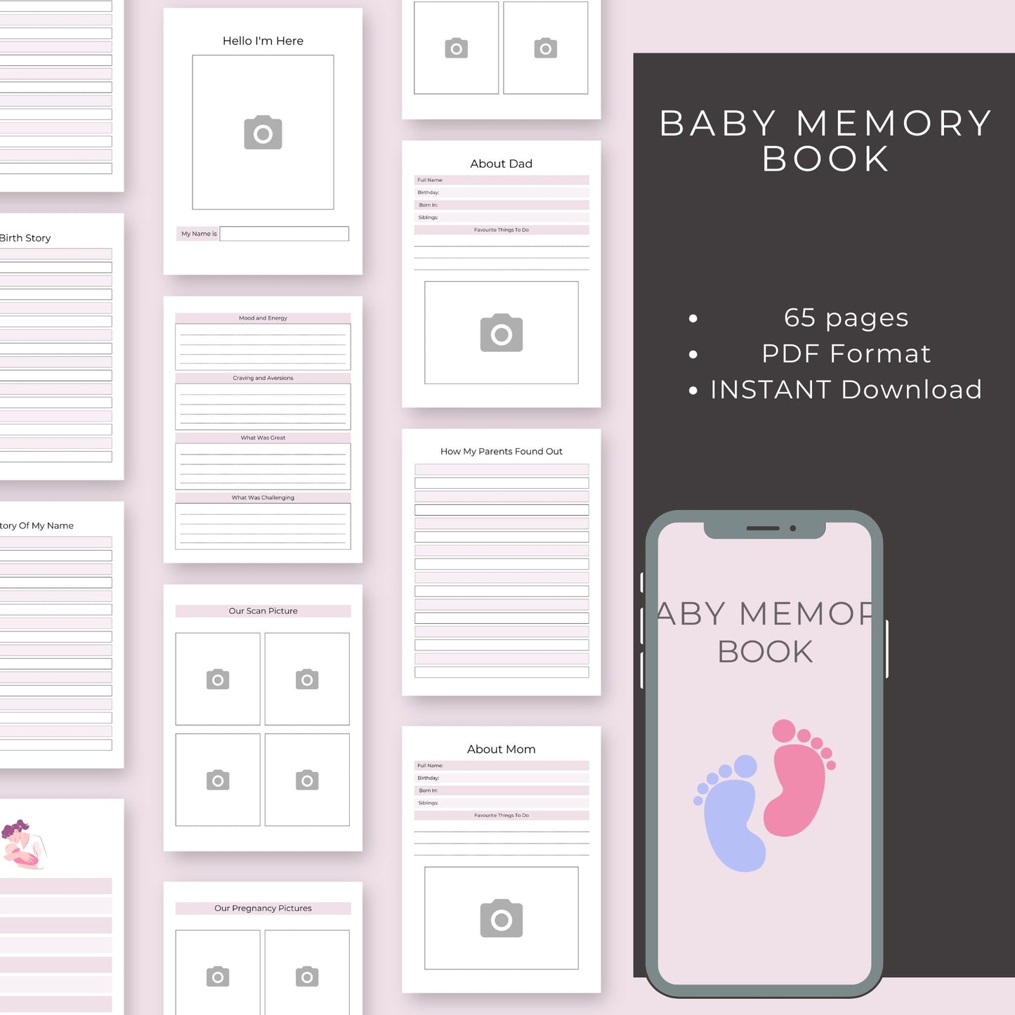 Baby Memory Book – 65-Page Keepsake for Cherished Milestones & Family Moments