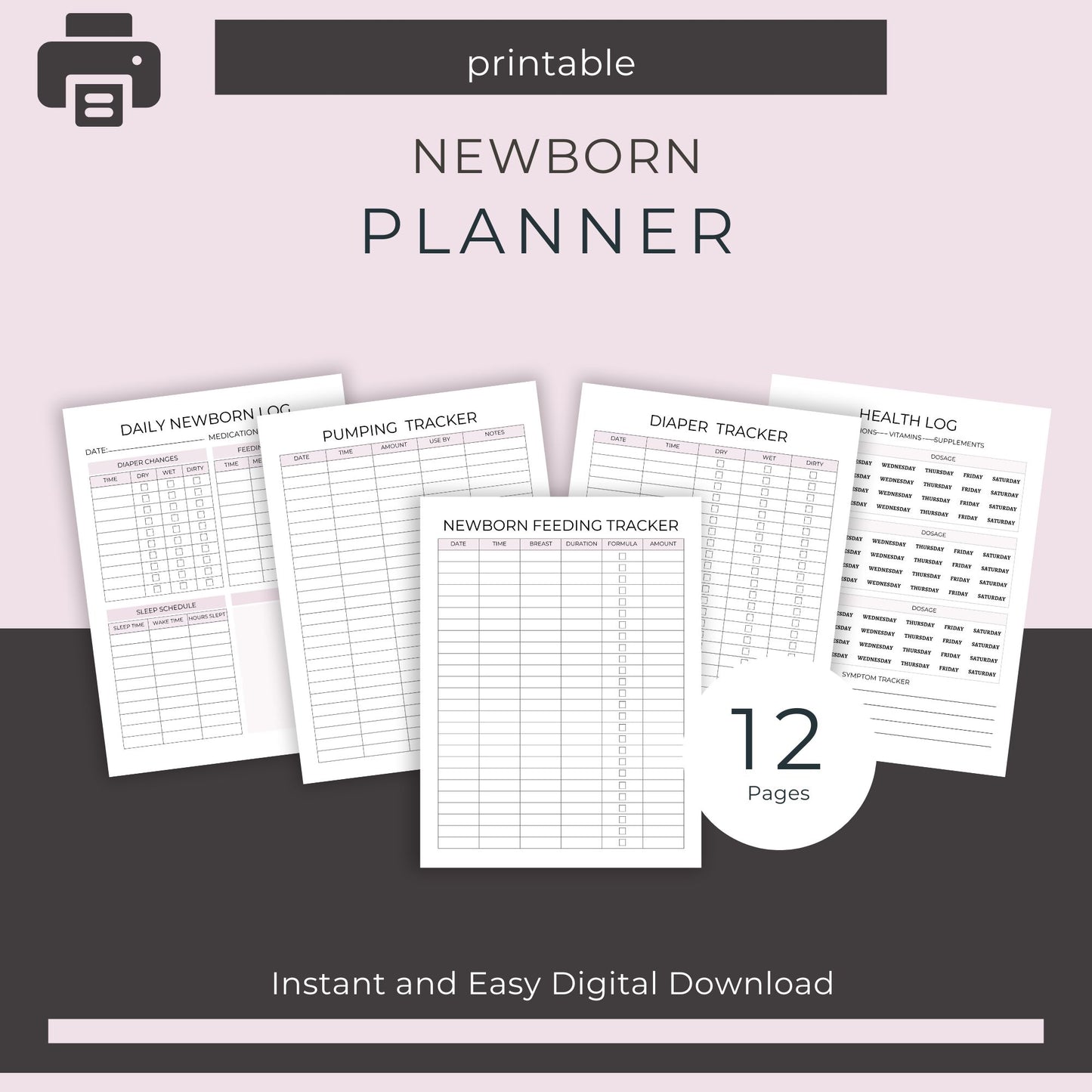 Newborn Planner – 12-Page Printable for Baby Care & Daily Tracking