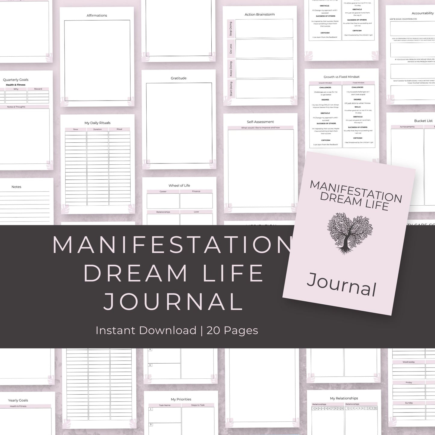 Manifest Your Dream Life Journal | 20 Pages of Guided Manifestation & Goal Setting