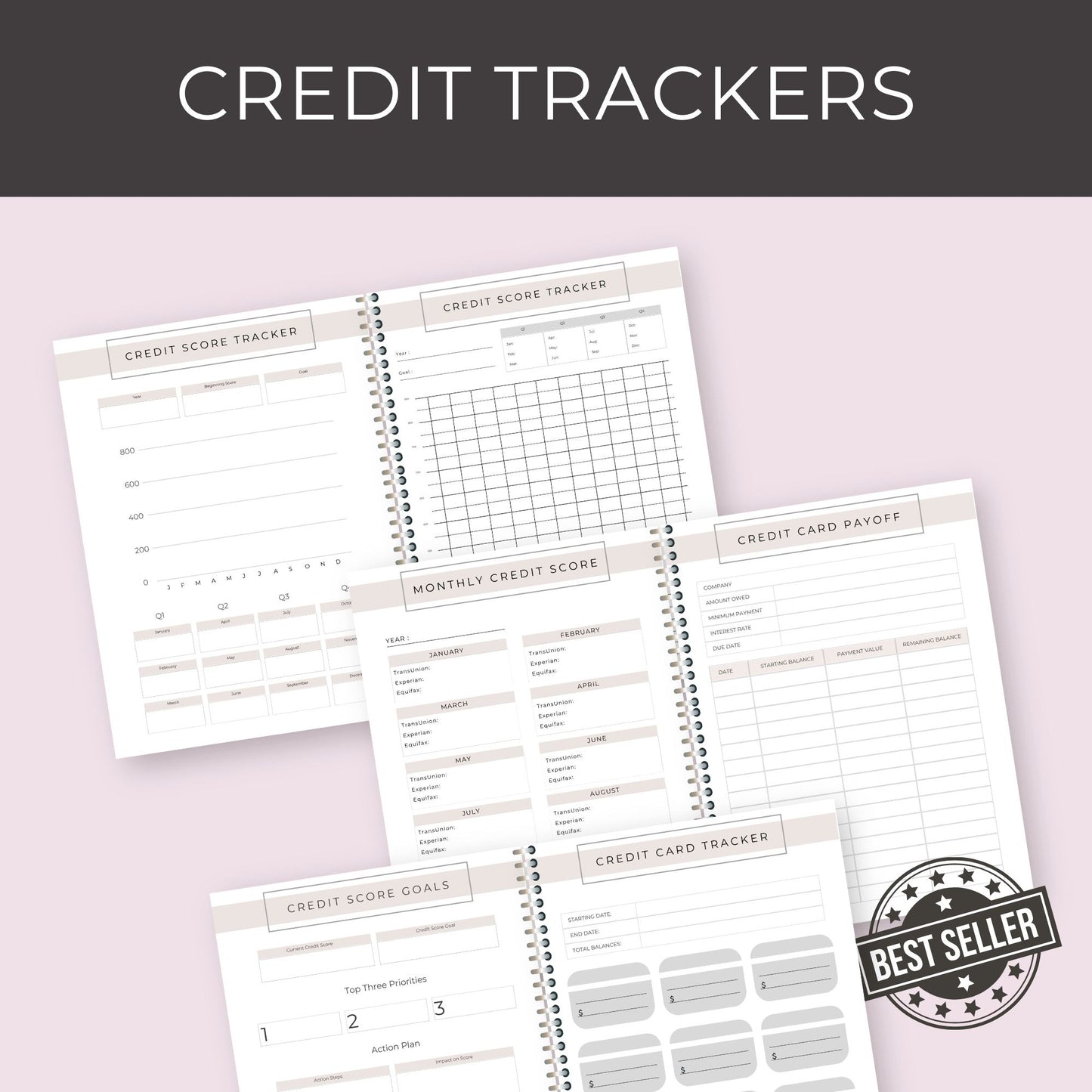 Credit Trackers Bundle – 12 Pages for Monitoring Credit and Managing Debt