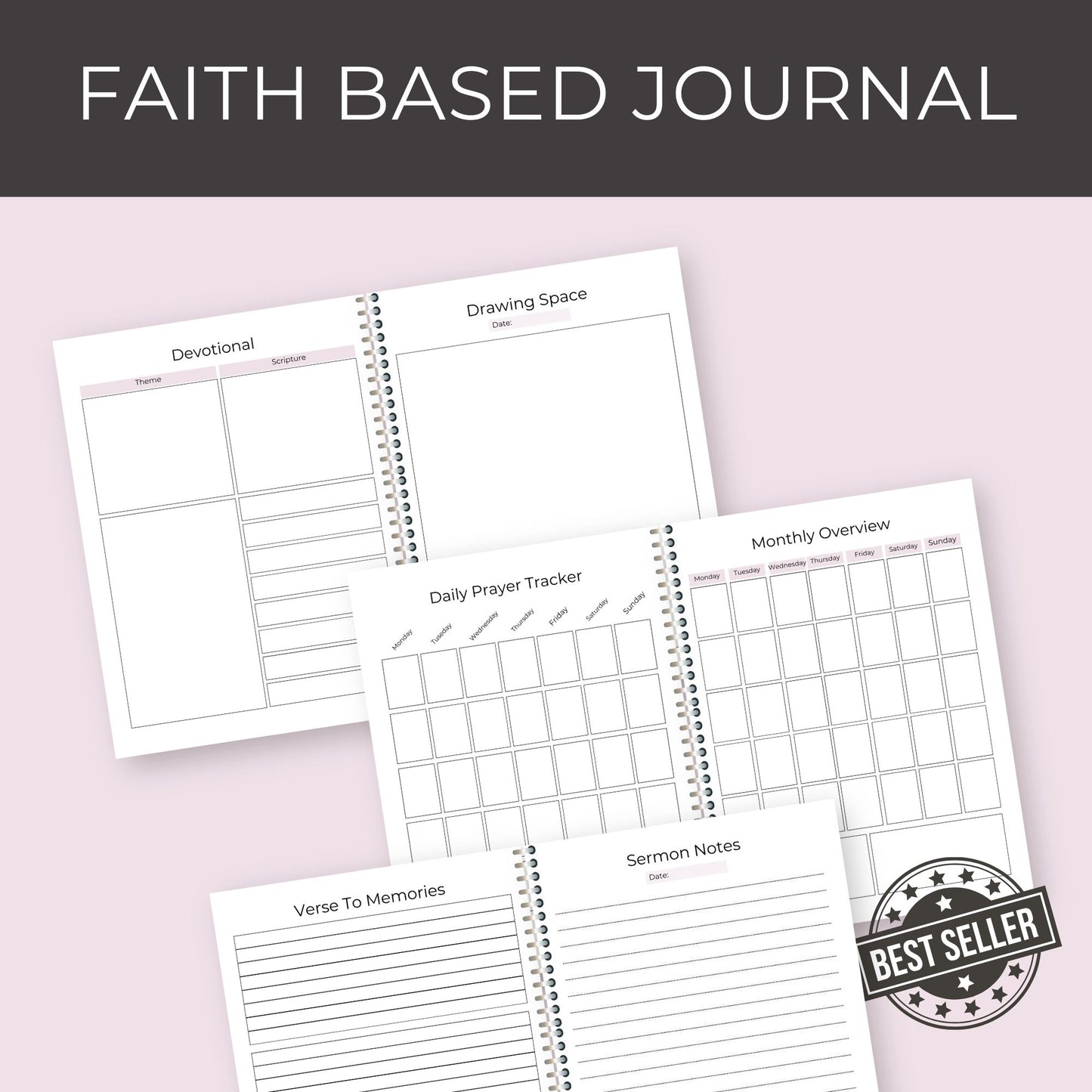 Faith-Based Journal | 17-Page Prayer and Bible Study Workbook